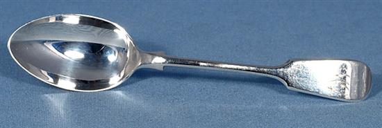 A set of twelve Victorian silver fiddle pattern dessert spoons, Length 7”/178mm Total weight 19.6oz/556grms